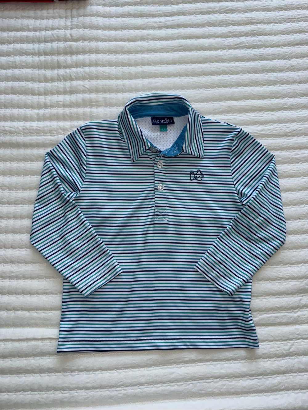 Prodoh Boys' Long Sleeve Stripe Polo - Blue/White